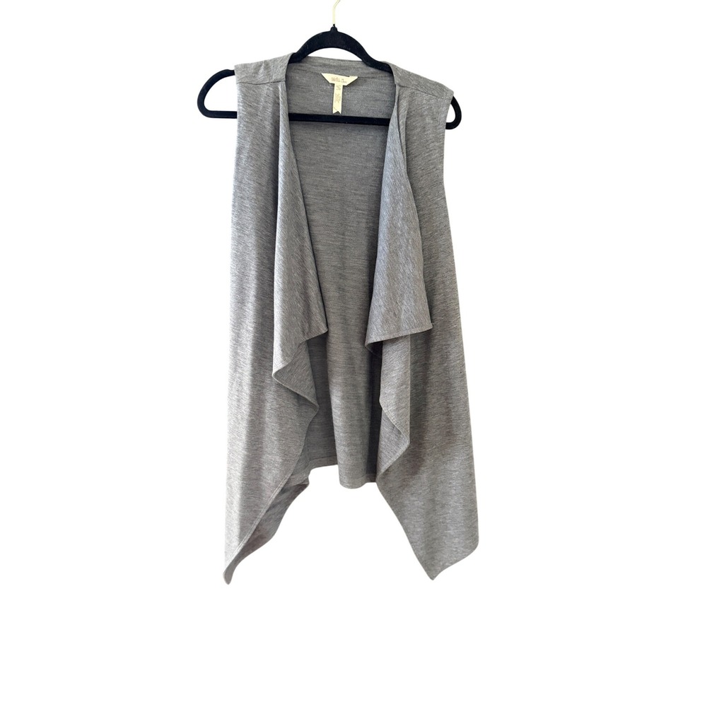 Matilda Jane Womens Heather Gray Waterfall Drape Open Front Vest Cardigan Medium